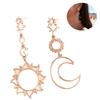 Boho Women Hollow Star Moon Sun Dangle Asymmetric Stud Earrings Jewelry Gift