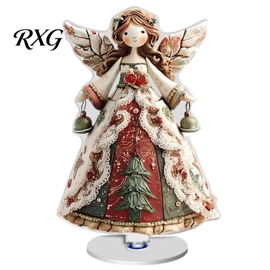 Decorative Acrylic Christmas Signs Gingerbread Cupcake Rotating Desktop Ornament, 2D Flat Rotatable Festive Party Table Ornament Plaque with Base for