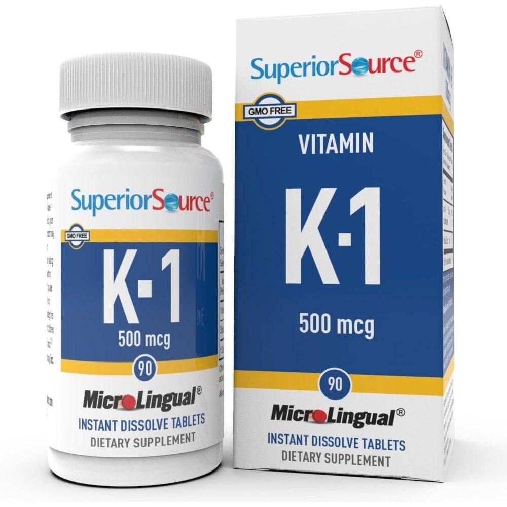 Vitamin K1 Superior Source Vitamin K1 500mcg Sublingual Tablets 100 Capsules Powder Men 1 pcs
