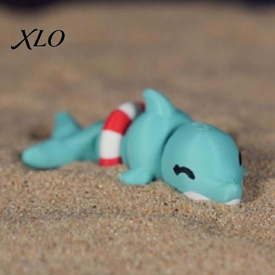 Poseable Dolphin Figure 3D Printed Articulated Figurine, Swim Ring Fidget Toy, PLA Toy Flexible Joints Decor for Backpack Handbag Purse Charm Swimming