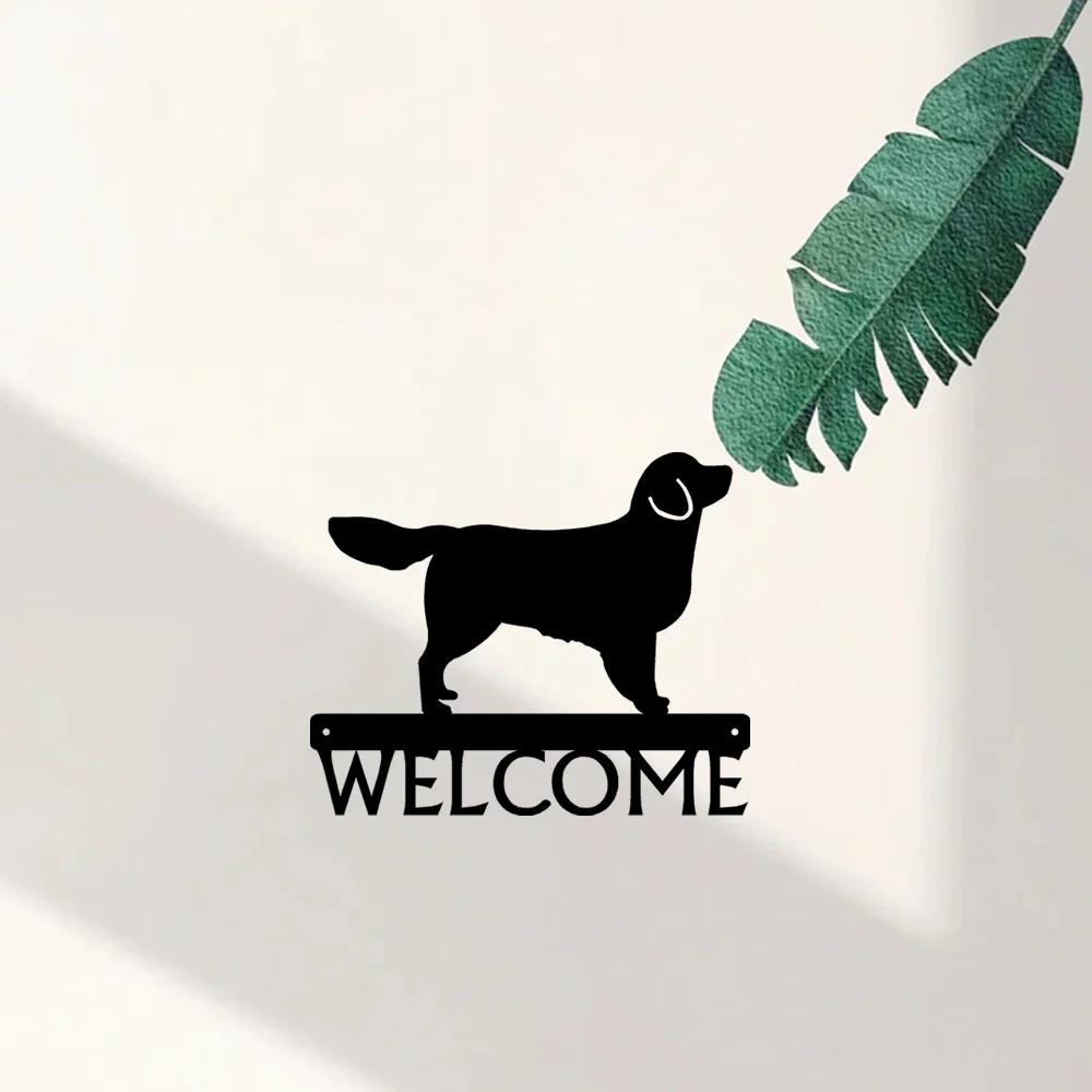 1pc Room Decor Vintage Home Decor Promotion Golden Retriever Dog Welcome Sign Home Decoration Accessories On The Wall
