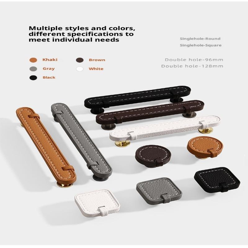 Ручки и ручки для обувного шкафа из цинкового сплава с кожаной ручкой, кухонные ручки для дверей шкафа, ручки для ящиков, мебельная фурнитура