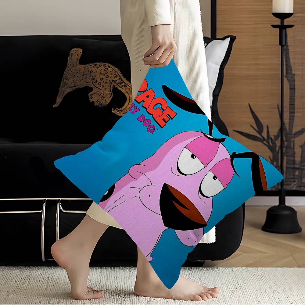 Cartoon CCOURAGE The CCowardly DDog Cushion Cover Car Throw Pillow Case For Sofa Car Christmas Gift 40x40cm 45x45cm