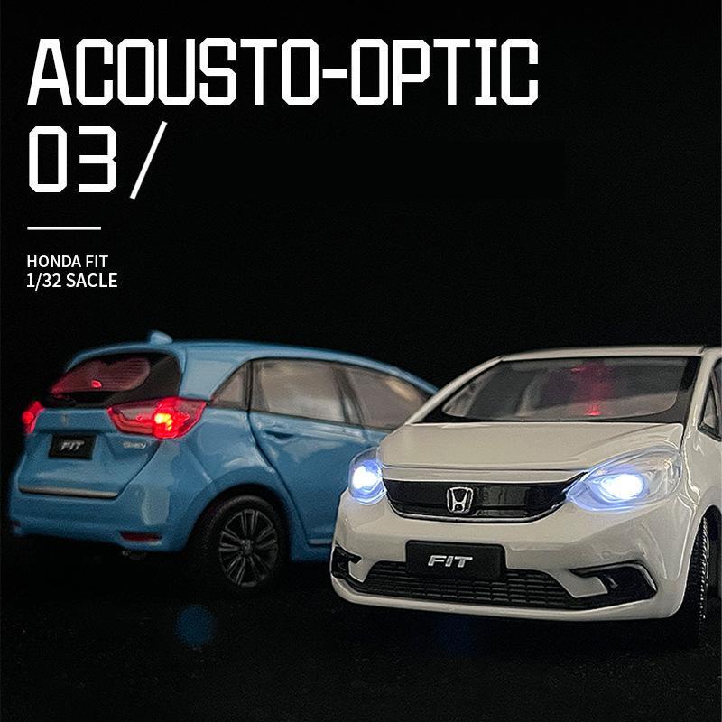 1/32 Honda FIT JAZZ Внедорожник Спортивная Игрушечная Машина JKM Литая Миниатюрная Модель Двери Открываются Звук и Свет Коллекция Подарок Для Мальчика Мальчиков Ребенка