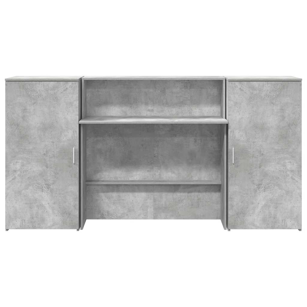 Biurko Recepcyjne Betonowe Szare 200X50X103,5 Cm Drewno Klejone