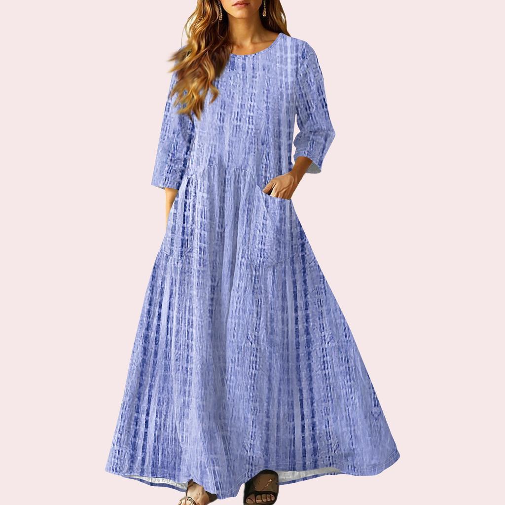 Женское ретро этническое льняное платье макси без рукавов с V-образным вырезом, вышитое лентами