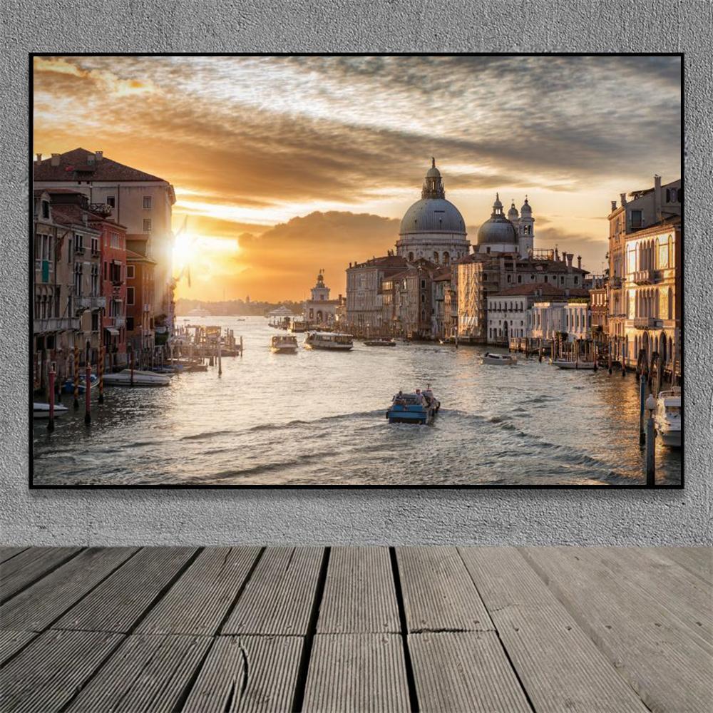 Знаменитая Венеция, Италия, холст, картина, настенное искусство, закат, природные пейзажи, фотографии, постеры и принты, настенное искусство, украшение для гостиной