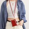 Leather Hanging Neck Coin Purse Solid Color Small Storage Bag Chic Hanging Neck Wallet Zipper Bag