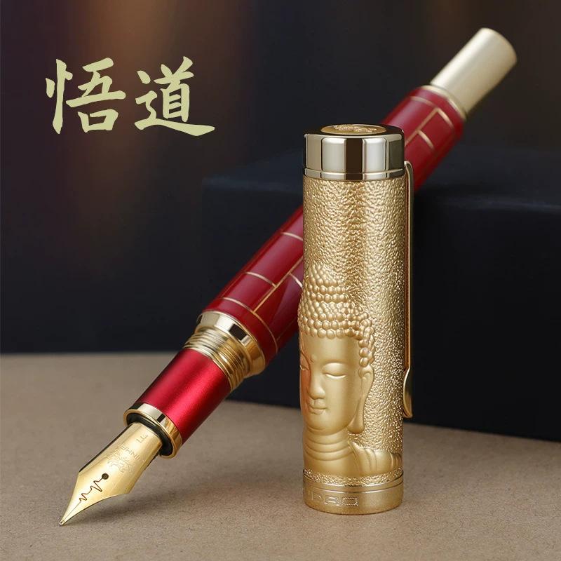 JINHAO Роскошная перьевая ручка 3D Будда Золотая рельефная резьба Иридиевое перо Каллиграфические ручки Дзен Культурный подарок для мужчин Женщин Коллекционеров