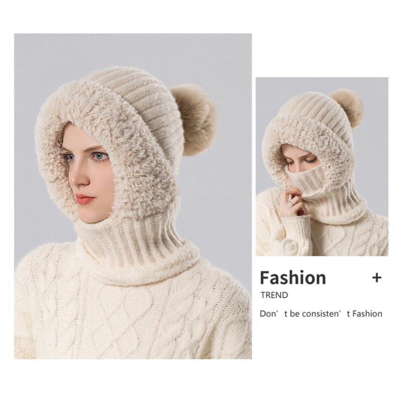 Autumn Winter Hats For Women Men Windproof Protection Ear Scarf Knit Cap Thick Warm Knitted Hat