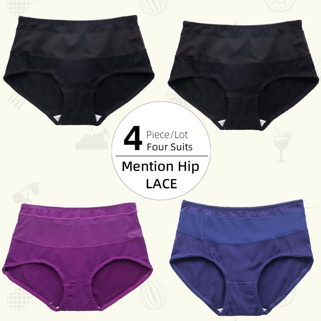 4-5Pieces/Lot Middle-High Waist Ligtweight and Breathable Sexy Semi-permeable Women Panty Lace Panties High Elasticity Comfortable Lady Underwear