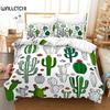 Шикарный кактусовый постельный комплект размера «queen» для детей, подростков, для декора, мультяшный, с зелеными растениями, суккулентами, пододеяльник, искусство природы, цветочный чехол для одеяла