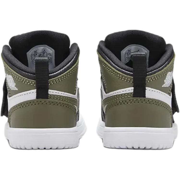 Jordan Sky Jordan 1 Slip Resistant Abrasion Resistant Mid top Toddler Shoes Black White Green Infant And Toddler BQ7196-092