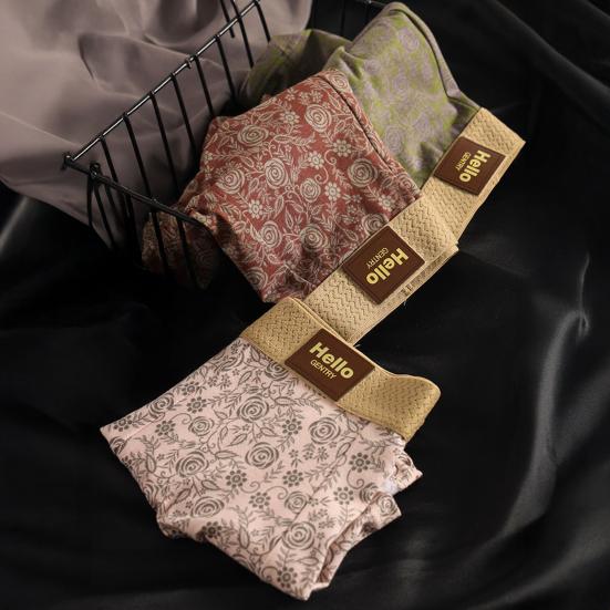 Мужское нижнее белье боксеры со средней посадкой, эластичным поясом, U-выпуклыми трусами, с цветочным узором, пижамное нижнее белье для повседневной носки