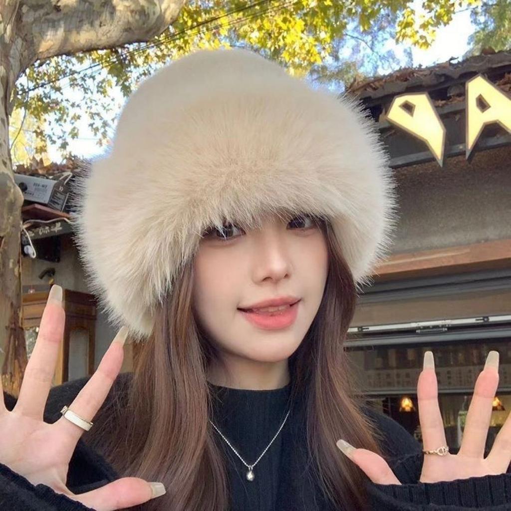Women's Winter Beret Fashion Versatile Thickened Warm Faux Fox Fur Mink Velvet Mongolian Hat