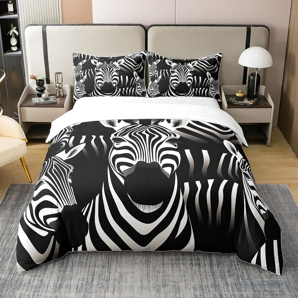 Комплект постельного белья с цифровой печатью 3D Zebra, комплект из трех предметов
