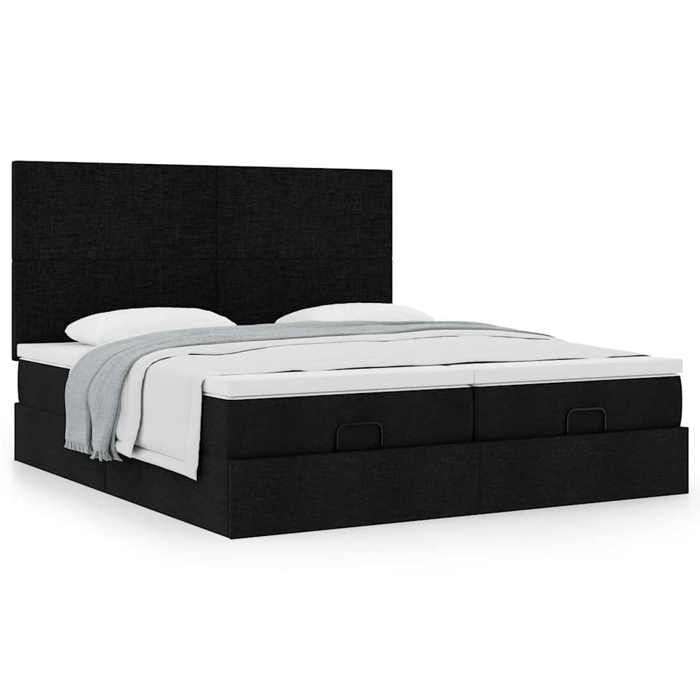 Maison Exclusive - Cadre de lit ottoman avec matelas noir 160x200 cm tissu