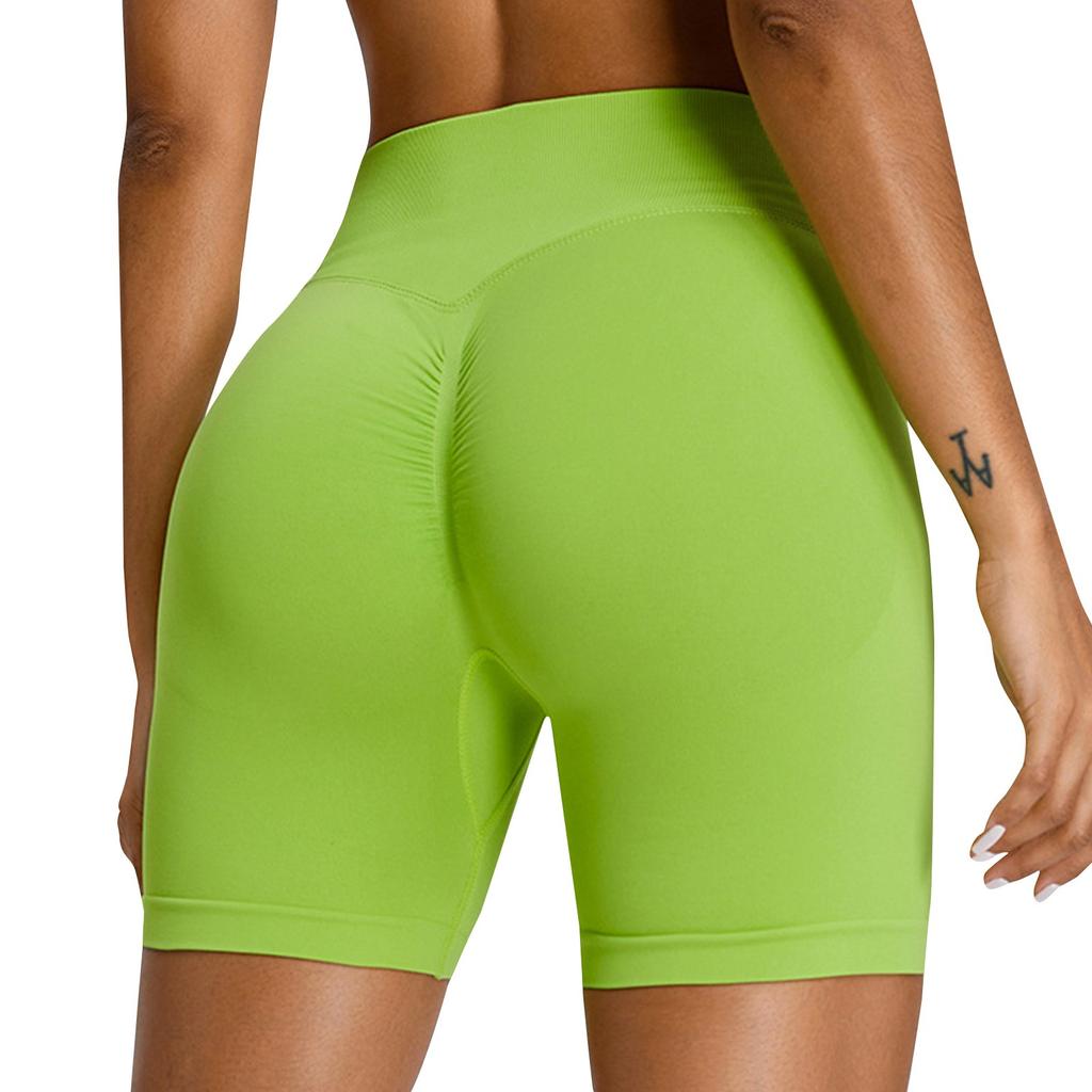 Женские спортивные шорты персикового цвета с высокой талией, поднимающие бедра, узкие шорты для йоги