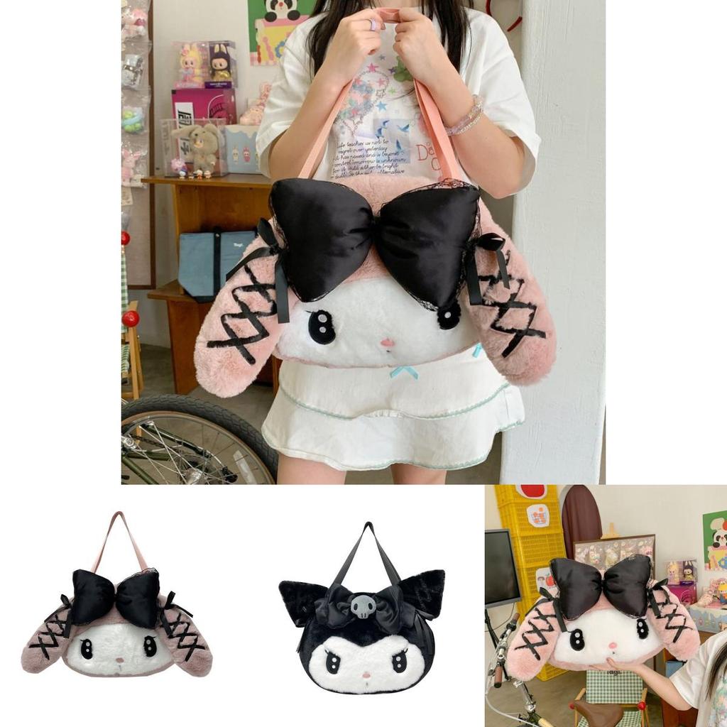 Мультяшная плюшевая сумка через плечо Sanrio Kuromi My Melody большой вместимости для повседневного использования