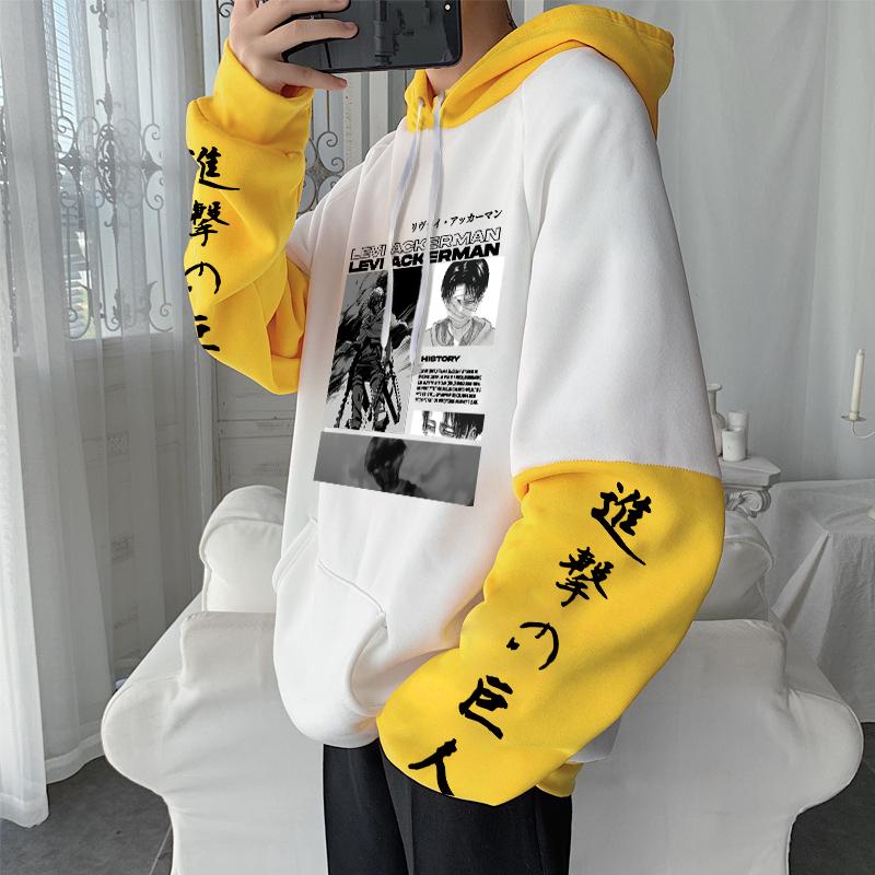 Атака титанов аниме одежда герой Леви Аккерман принтованный капюшон мужчины женщины большие толстовки повседневная толстовка Harajuku пуловер
