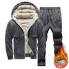 Mens Winter Fleece Tracksuit Thick Warm Hooded Sweatshirt Pants Set Casual Sportswear