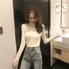 Autumn and Winter Latest Korean Version of Half High Neck Solid Color Base Shirt Fashion Ins Slim-fit All Knitted Top Female Tide