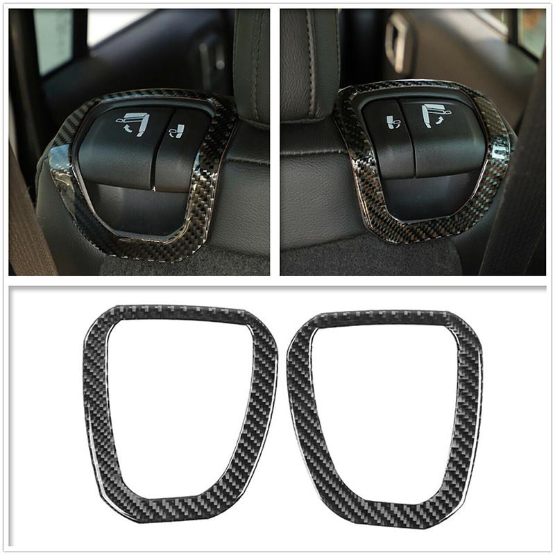 2 Pcs Carbon Black Car Rear Seat Switch Bezel Trim for Jeep Wrangle JL Gladiator JT 2018-2021 Accessories