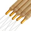 ARLANY 20 Pieces Wooden Hair Extension Loop Needle Kit Threader Wire Pulling Hook Tool and Bead Device Tool Black Loop Threader