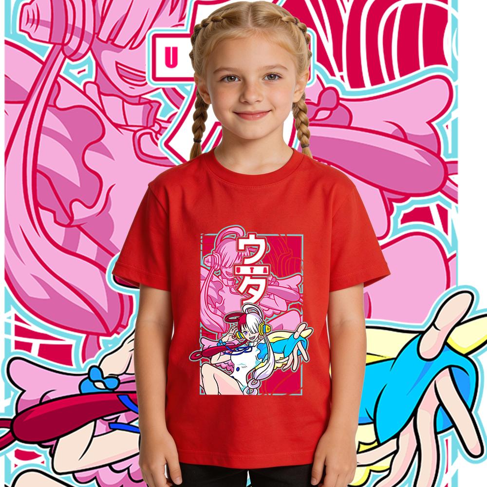 One Piece Uta Anime Print Boys Girls Cotton T Shirt Kids Casual Summer Top Soft Breathable Daily Wear