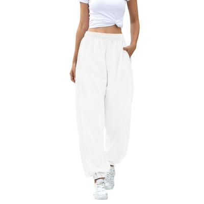 Женские осенне-зимние утолщенные спортивные базовые свободные длинные брюки с завязками