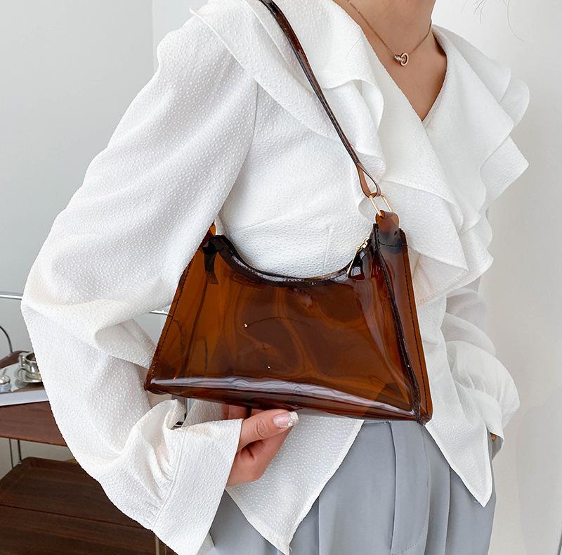 Yogodlns Women Underarm Shoulder Bag PVC Transparent Fashion Designer Small Handbag Purse Jell Hobos Bags Female Summer Top Handle Bags