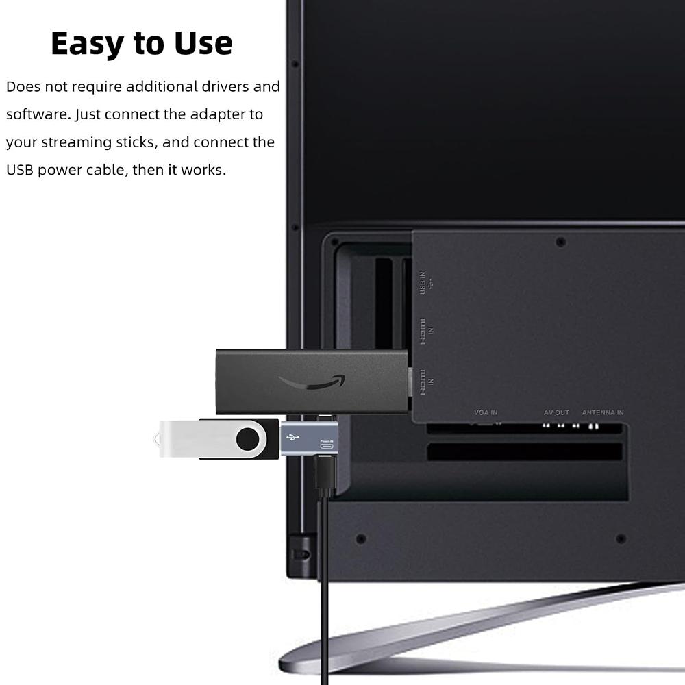OTG-адаптер для Fire TV Stick, 90 градусов влево/вправо, с питанием, Micro USB на USB OTG-адаптер для Android-телефона, планшета