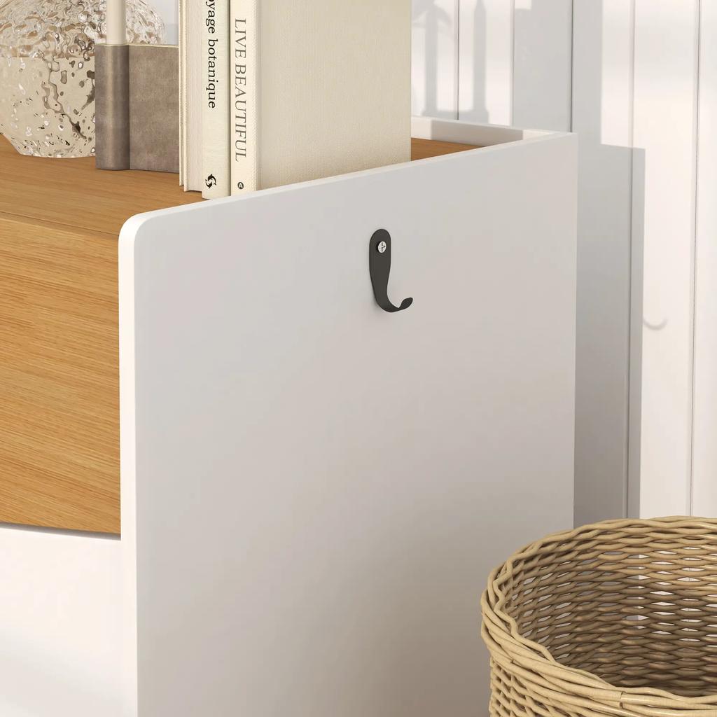 PawHut Cat Litter Box Cabinet with Pull-Out Drawer and Litter-Trapping Mat, 78 x 50 x 51 cm, Oak and White