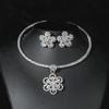 Luxury Bridal Zircon Flower Necklace & Earrings Set - Elegant Wedding Jewelry Accessories 