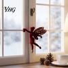 Luxury Fabric Tree Hanging Decor Flocked Christmas Ornaments with Gold Edging, Retro Red Velvet Holiday Festive Atmosphere Decoration, Elk Gingerbread