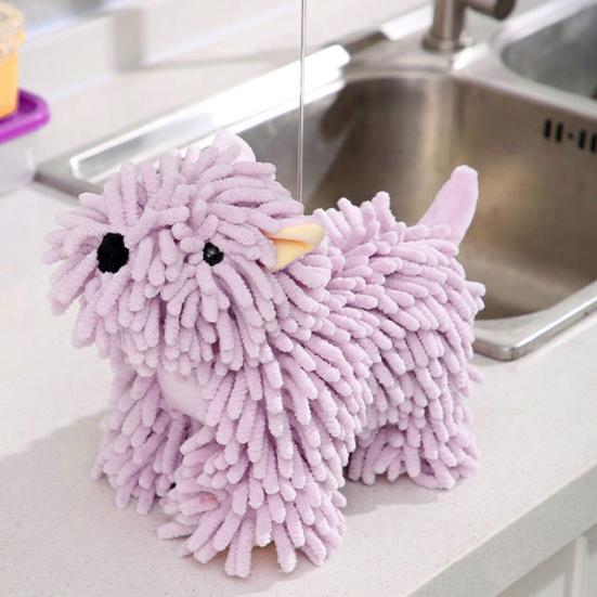 Chenille Hand Towel Cartoon Puppy Shape Soft Microfiber Towel High Water Absorption Bathroom Hand