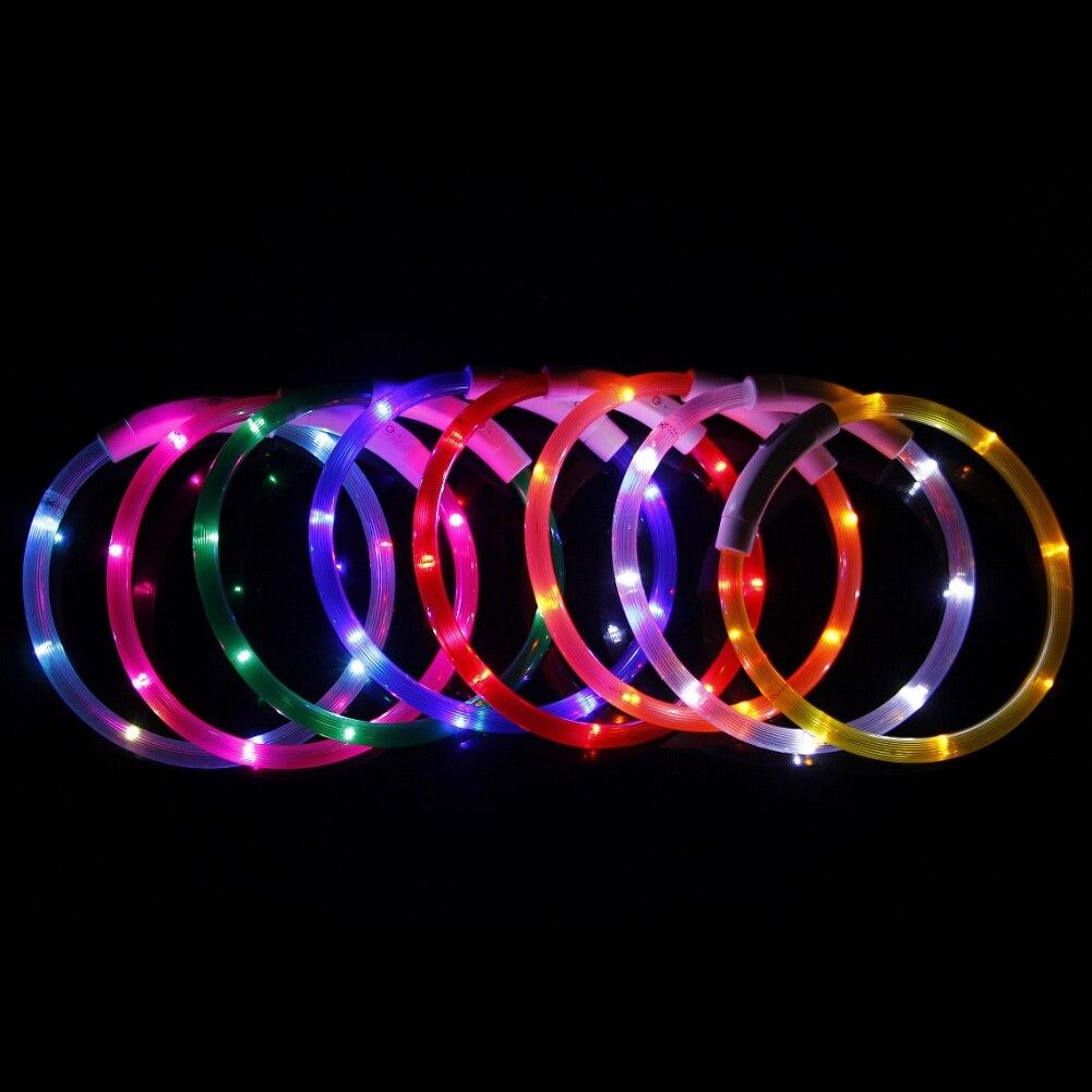 Светодиодный светящийся ошейник для собак, USB светящиеся ошейники для собак, перезаряжаемая зарядка, ошейник для собак, ночная безопасность, мигающее ожерелье