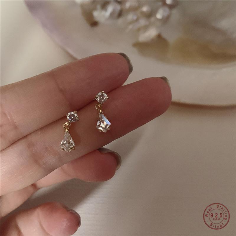 Серьги из стерлингового серебра S925 с японским хрусталем в форме капли воды для женщин, легкая роскошь, темперамент, свадебные, ювелирные изделия с покрытием из настоящего золота 14 карат