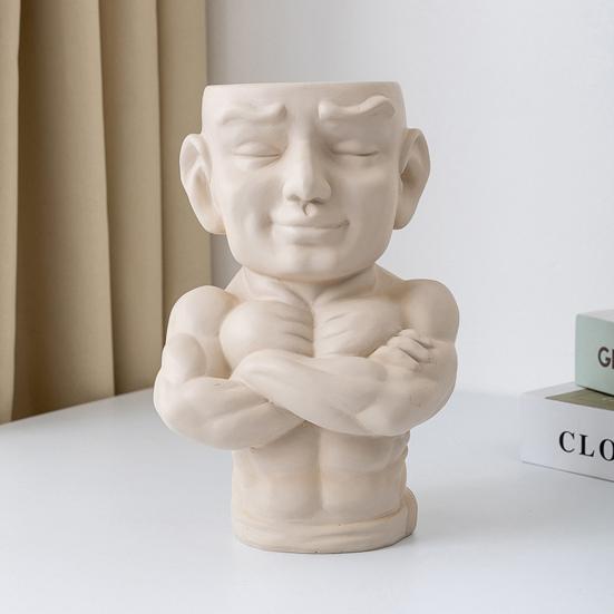 Flower Planter Muscle Man Artistic Modeling Sculpture Dual Use Flower Vase Desktop