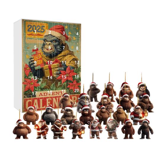 Адвент-календарь 24-дневный обратный отсчет украшение на тему человека-обезьяны семейный рождественский адвент-календарь фестиваль подвесной