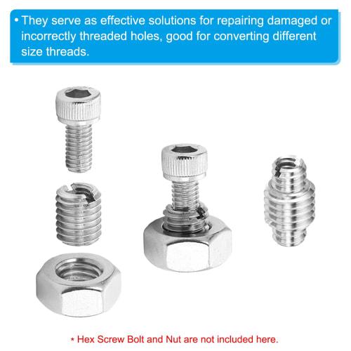 PATIKIL Insert Nuts, 5pcs M8 x M6 x 10mm, Reducer Nuts, Insert Nut Sleeves, Self-Tapping Embedded Nuts, 316 Stainless Steel, Slotted, for Screw Repair