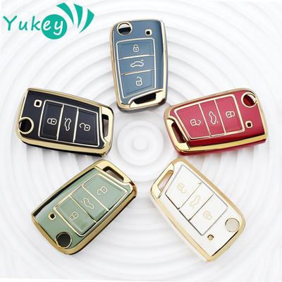 Чехол для автомобильного ключа из ТПУ для VW Golf 7 MK7 VII Tiguan Polo Skoda Octavia A7 Kodiaq Seat Ateca Leon с 3 кнопками