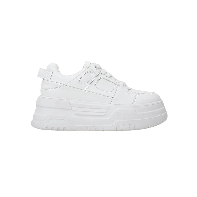 Белые кроссовки женские осенние на платформе-маффин, белые туфли с круглым носком на шнуровке, туфли на платформе, повседневная обувь для детей