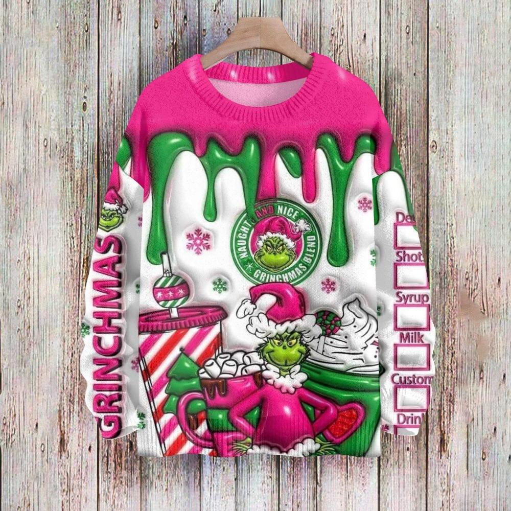 Рождественская мода Мужская и женская футболка с принтом зеленого монстра, с круглым вырезом, пуловер, топ, повседневная уличная толстовка, детская футболка, топ, одежда