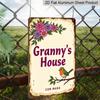 2D Flat, 1pc Aluminum Wall Art Plaque - Floral & Bird Design with "Granny's House" Text, 8x12 Inch Rustic Metal Sign for Indoor/Outdoor Home Decor