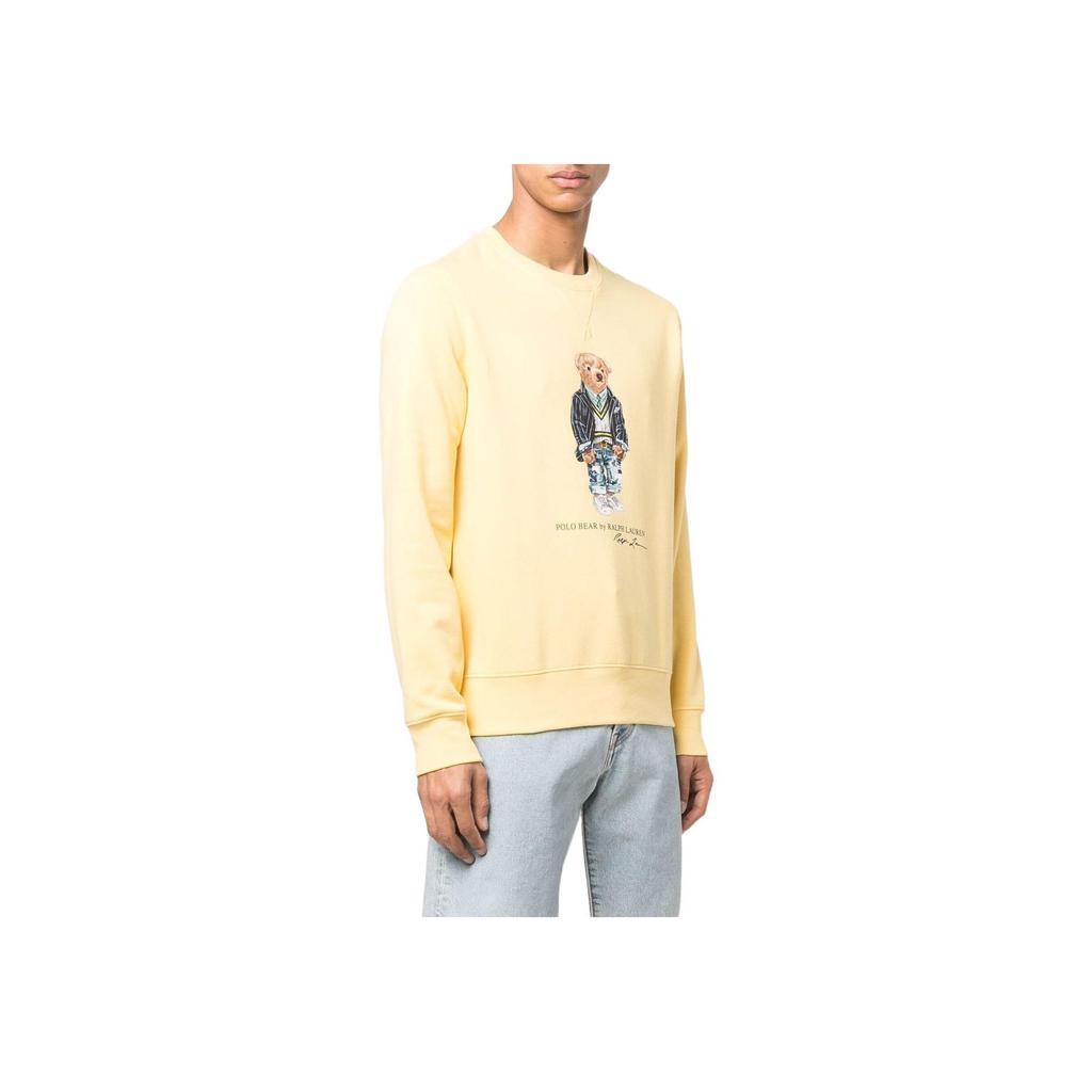 Polo Ralph Lauren Ss22 Толстовка с принтом мультяшных животных, круглым вырезом, свободного кроя, с длинными рукавами, мужская, желтая 710853308-012