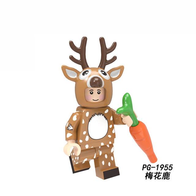 Animals Pumping Series Rabbit Cow Gingerbread Man Cat Dog Dargon Kangaroo Deer Building Blocks Toys