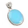 Natural Aqua Chalcedony Gemstone 925 Solid Sterling Silver Pendant 1.6" e0N93