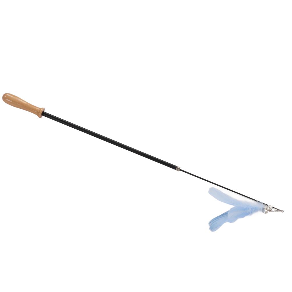 Удочка-дразнилка для кошек, выдвижная, интерактивная, с перьями и колокольчиком, для кошки, котенка, синий