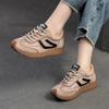 Genuine Leather Sneakers Casual Sports Shoes Round Toe Lacd-up Versatile Women's Flat Shoes